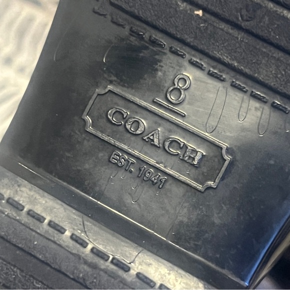 Coach Tara Tall Black Gloss Rain Boots Size 8 - Picture 3 of 3